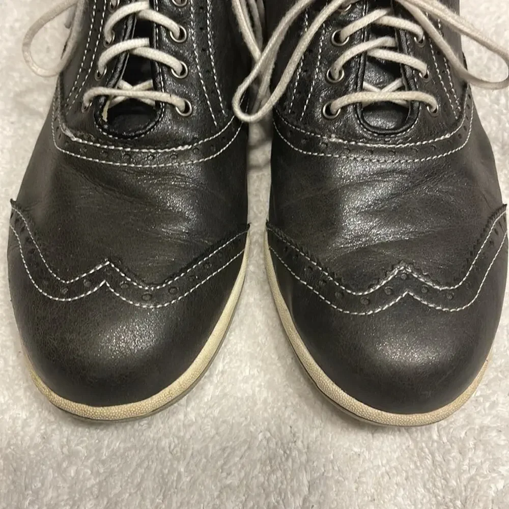 Footjoy Women’s Black Golf Oxford Shoes LoPro Wing Tip Lace Up Sz 6.5 Sport